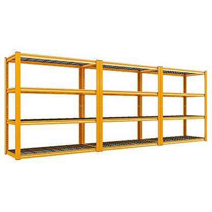 40" W Yellow Garage Shelving with Double (3 Count)