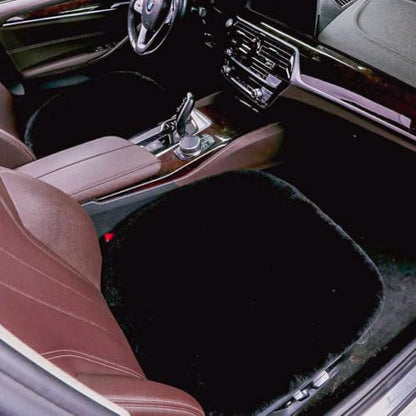 2 Pack Black Fuzzy Sheepskin Car Seat Covers for Soft Genuine Wool Cushion (2 Count)