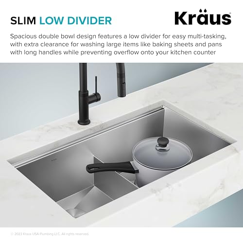 Stainless Steel 33 in Double Bowl Undermount Sink KWU112