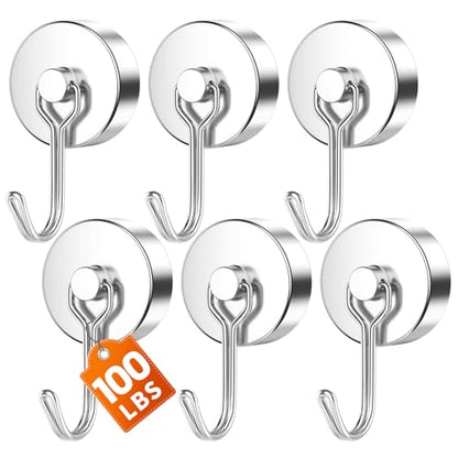6 Pack Silver Magnet Hooks (6 Count)