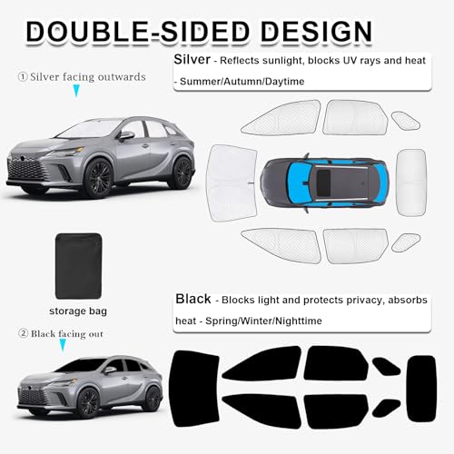 8pcs Thicken Sun Shades for Lexus RX 2023 (8 Count)