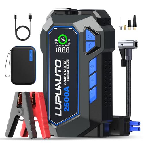 2500A Jump Starter with 150PSI Air Compressor 12V Battery Box Jumper Pack