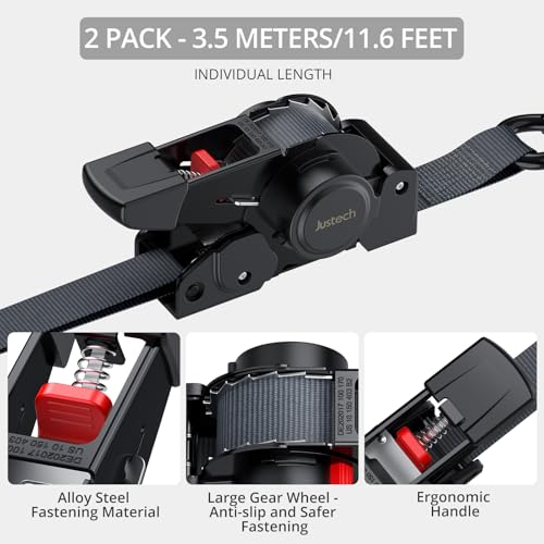 4 Pack Retractable Ratchet Straps (4 Count)