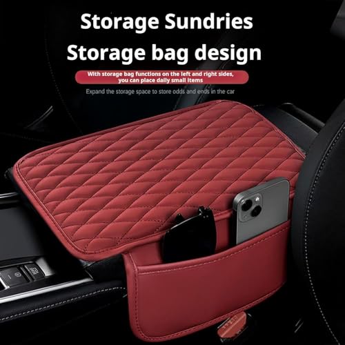 Car Armrest Cover Leather Car Console Covers Box Pad with Pocket and Tissue Box Arm Rest Cover for Car for SUV Truck Sedan Vehicle
