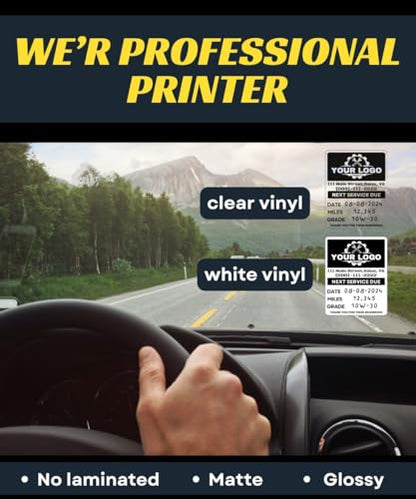 Oil Change Stickers for Windshield Personalized with Your Logo (500 Count)