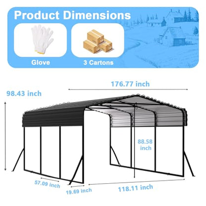 10x15FT Heavy Duty Metal Carport