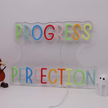 Progress Over Perfection Neon Sign for Classroom