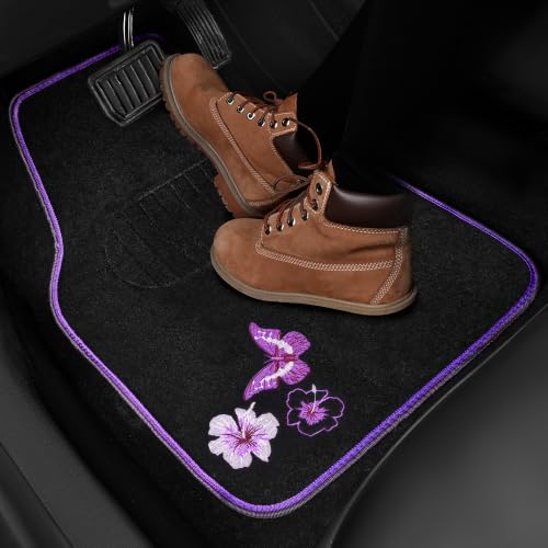 Embroidery Butterfly and Flower Car Floor Mats