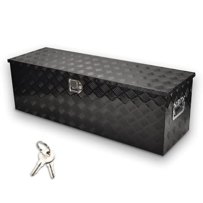 48In Black Aluminum Tool Box 5 Bar Tread ToolBox for Truck Bed Car Outdoor