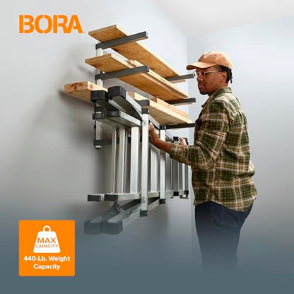 4 Level Lumber Storage Rack Wood and Garage Organization Space Saving Metal Shelf for Pipes