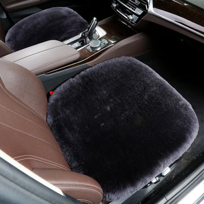 2 Pack Fuzzy Sheepskin Car Seat Covers for Soft Fur Wool Cushions (3 Count)