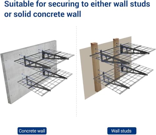 2 Pack 2x4ft Garage Shelving Wall Mounted Storage Rack (2 Count)