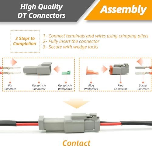 8 Sets 2 Pin DT Waterproof Connector Kit