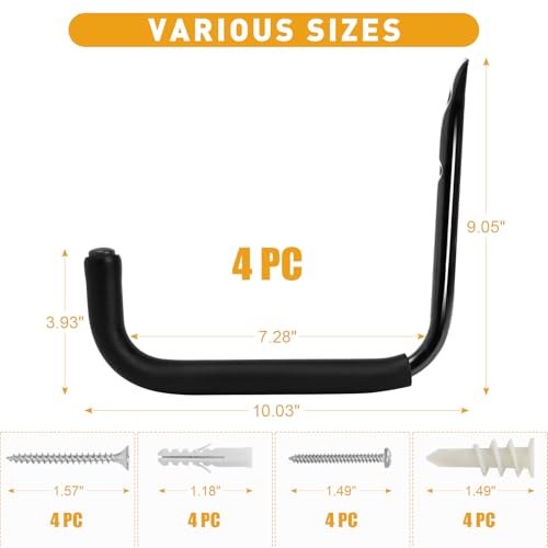 10" Garage Organization Wall Hooks (4 Count)