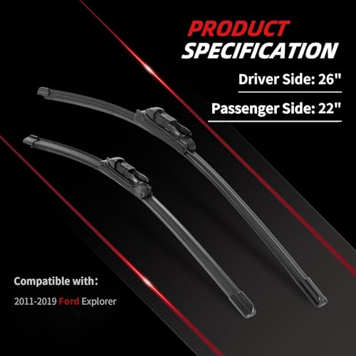26"+22" Windshield Wiper Blades Replacement for Ford Explorer 2011