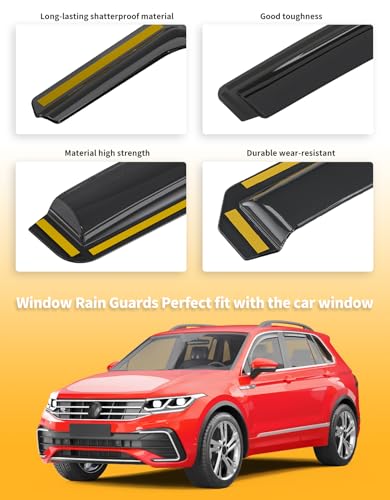 Window Visors Rain Guards for VW Volkswagen Tiguan 2018 (4 Count)