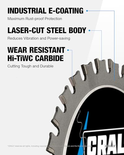 5-3/8 Inch 30 Teeth Steel and Ferrous Metal Cutting Circular Saw Blade, 20 mm Arbor, Thin Kerf, Professional Carbide Tipped Blade for Angle Iron, Threaded Rod, EMT Conduit, 3-Pack(C0530MC-3) (3 Count)