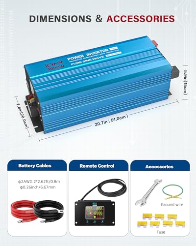 4000 Watt Pure Sine Wave Power Inverter DC 24V to 110