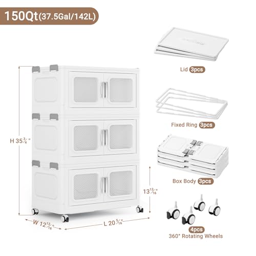 150 Qt Extra Large Stackable Storage Bin with Lids (3 Count)