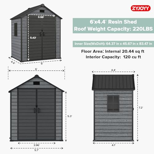 Outdoor Storage Shed 6x4.4 FT with Floor