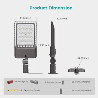 340W Parking Lot Light 61200LM LED Street Lights Outdoor 3Pack