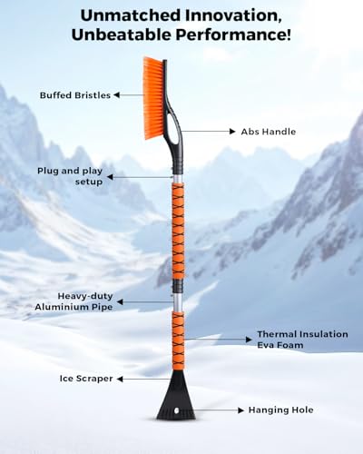 43" Ice Scrapers for Car Windshield Extendable 3 Parts Detachable (2 Count)