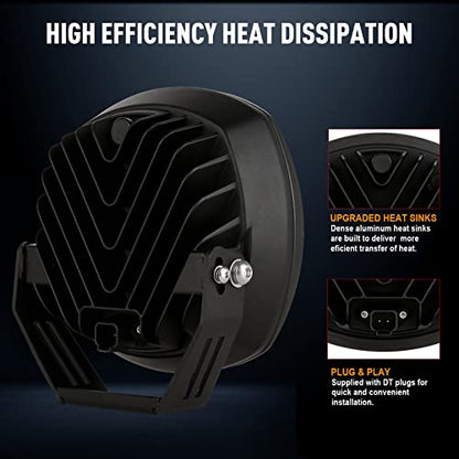 7Inch Round LED Offroad Lights 2PCS 210W 32000LM Super Bright LED Off Road Lights Driving Lights Round Waterproof IP68 IP69K 12V 24V for Pickup Trucks SUV ATV UTV 4x4