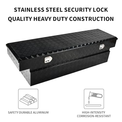 69 Inch Heavy Duty Aluminum Tool Box Wide Utility Trailer Stripes Plated