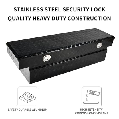 69 Inch Heavy Duty Aluminum Tool Box Wide Utility Trailer Stripes Plated