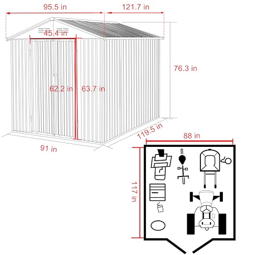 8x10FT Outdoor Storage Shed with Thickened Galvanized Steel