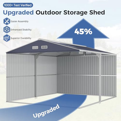 10x12 FT Metal Storage Shed with Reinforced Frame