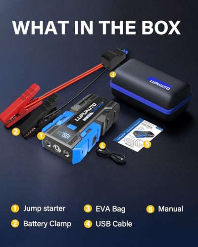 3000A Jump Starter 12V Battery Charger Jump Pack for 9L Gas & 7L Diese