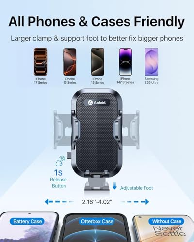 Military Grade Phone Holders for Your Car 【89+ LBS Strongest Suction & Metal Clip】 2026 Ultimate Car Phone Holder