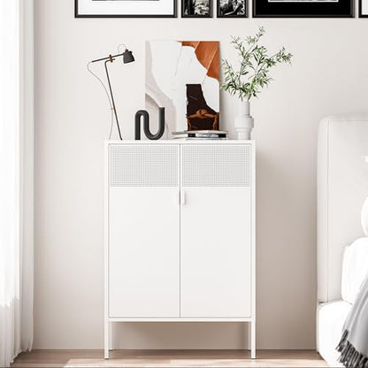 2 Mesh Door Metal Storage Cabinet with Adjustable Shelves