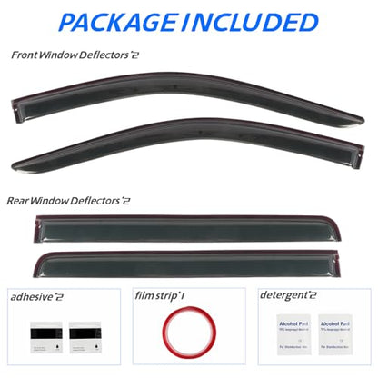 4 PCS Window Visors Deflectors Fit for 2019