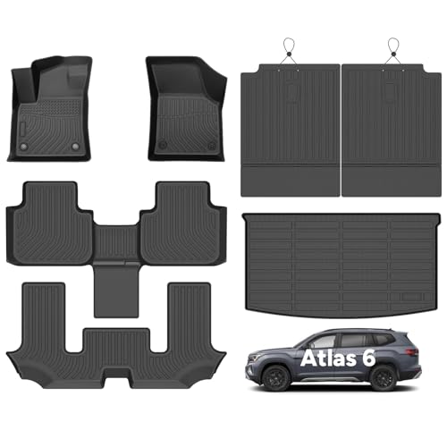Floor Mats Backseat Cargo Liner for VW Atlas 6 Seats 2018