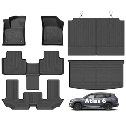 Floor Mats Backseat Cargo Liner for VW Atlas 6 Seats 2018