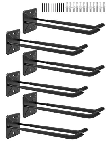 6 Pack Metal Wall Mount Garage Double Storage Hooks
