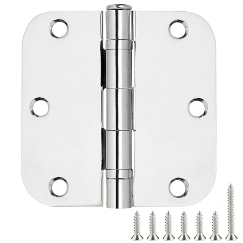 Rounded Door Hinges Polished Chrome 3.5 Inch 5 (3 Count)