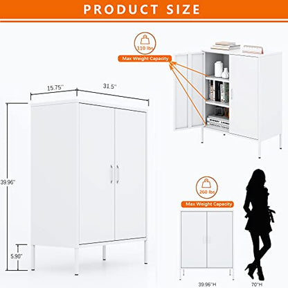 Metal Storage Cabinet with Doors and Shelves