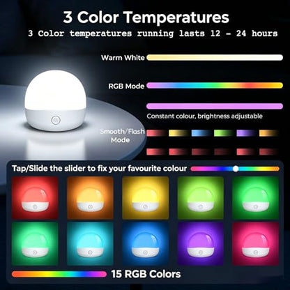 E26 2500mAh Rechargeable Light Bulbs with Remote for Lamp Sconces