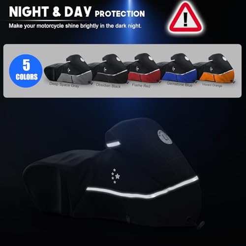 Motorcycle Cover 420D Heavy Duty All Season Universal Weather Waterproof Outdoor Protection 86" XL Vehicle Cover