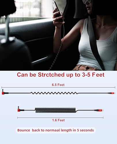 Coiled USB A to USB C Cable 6FT 90 Degree USB Type C 3A Fast Charging Cable (2 Count)