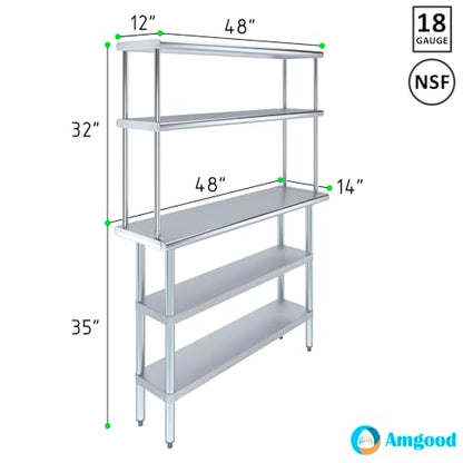 Stainless Steel Work Table with 2 Shelves