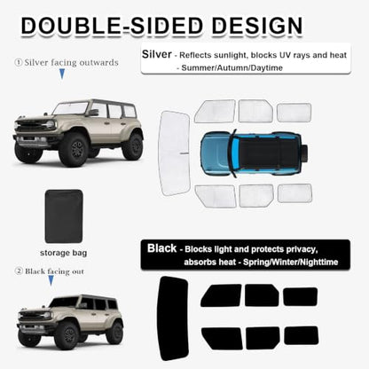 Thicken Sun Shades for Ford Bronco 4Door (7 Count)