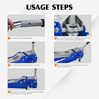 11000lbs 5Ton Low Profile Floor Jack Dual Piston Hydraulic Car Jack