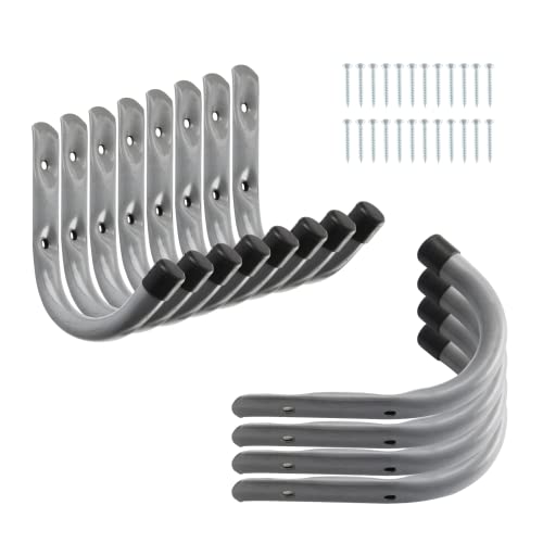 Garage Hooks 4 Inch Heavy Duty Steel J Hooks for Wall (12 Count)