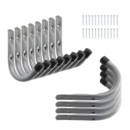Garage Hooks 4 Inch Heavy Duty Steel J Hooks for Wall (12 Count)