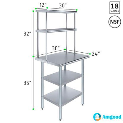 Stainless Steel Work Table with 2 Shelves