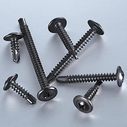 300 pcs) Wensilon #10×3/4” for Sheet Metal Self-Tapping Screws 410 Black Stainless Steel Truss Head High-Strength Quick Tapping